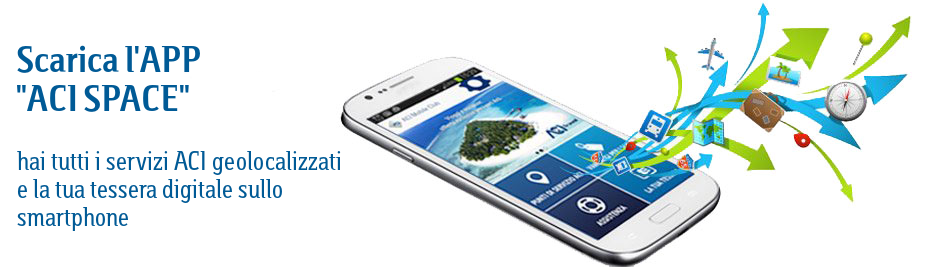 Scarica l' App ACI SPACE: hai tutti i servizi geolocalizzati e la tua tessera digitale sullo smartphone